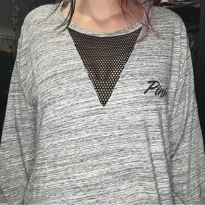 Victoria’s Secret PINK Campus Mesh Long Sleeve Tee Y2K